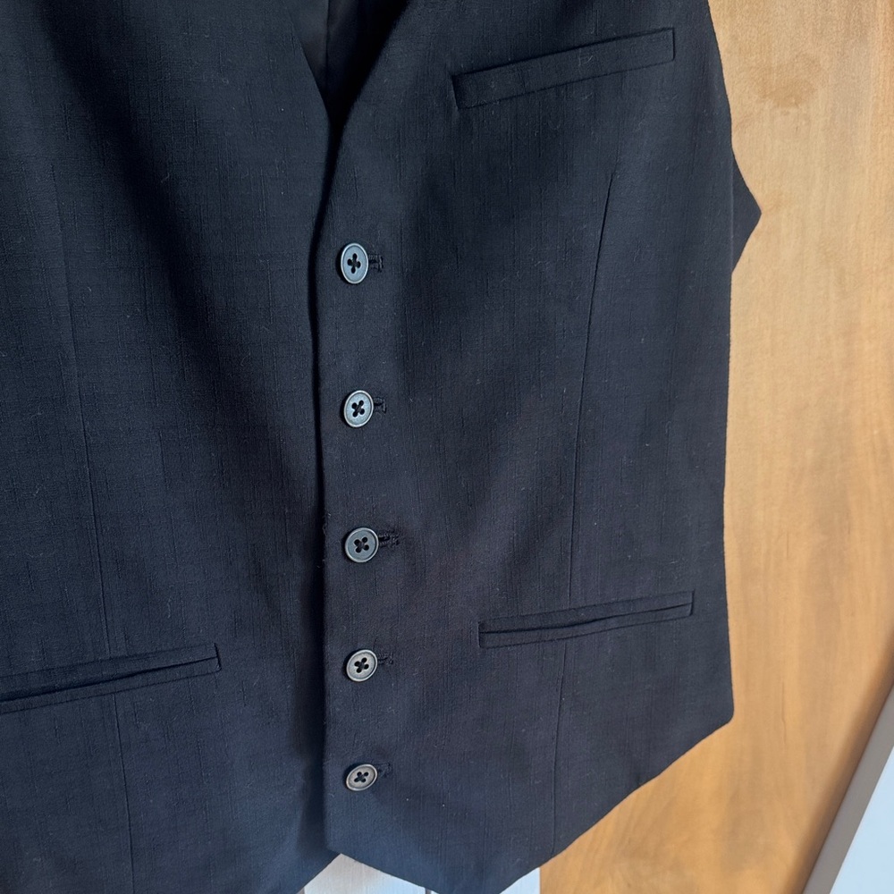 Men's Classic Black Linen Vest EUC - Picture 4 of 4